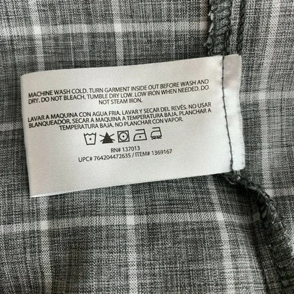 Orvis Shirt M Tech Performance Short Sleeve Button Up Plaid Gray White Mens - Picture 9 of 9